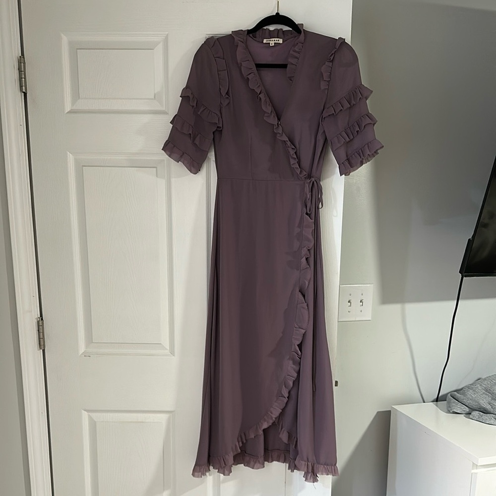 JessaKae Purple Ruffle Midi Dress